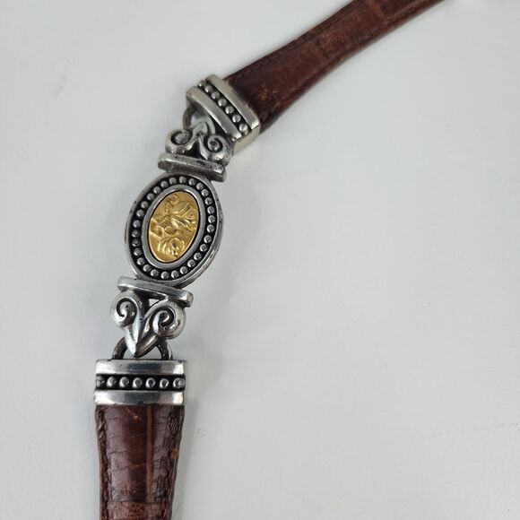 Brighton Vintage Leather Belt 20707 Gold Silver Cameo Accents Size Small USA main image 9